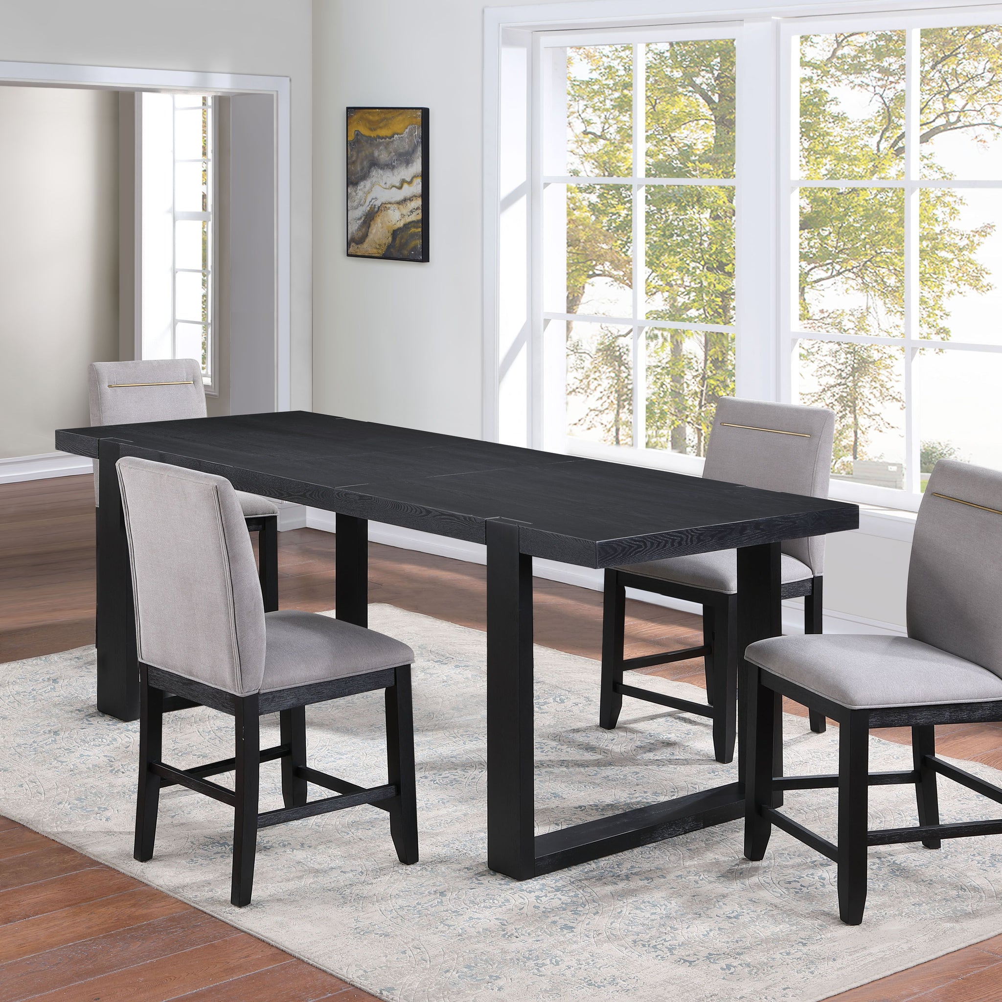 Yves 5 Piece Counter Height Dining Set Black Black Wood