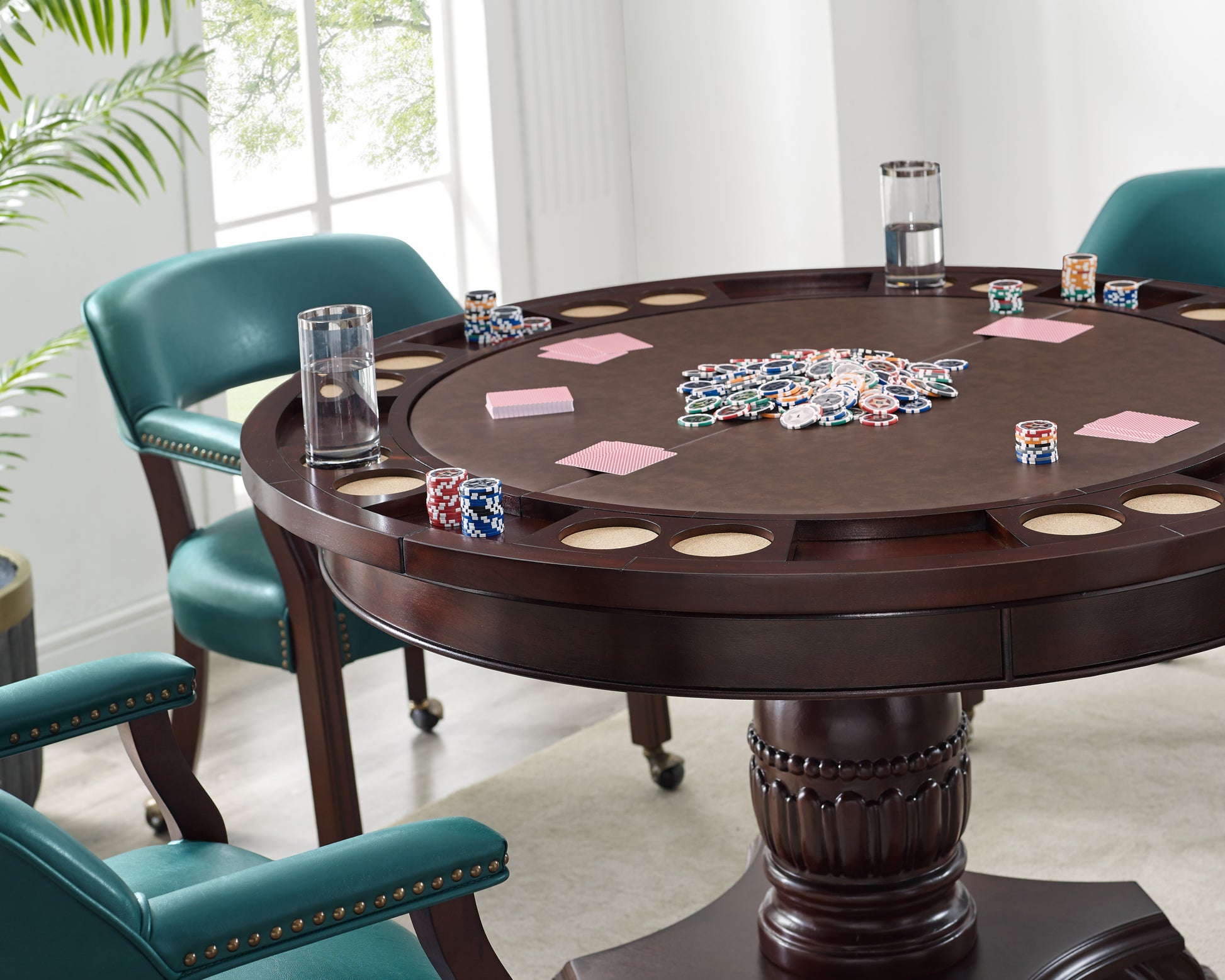 Tournament Dining And Game Table Dark Brown Dark Brown 39 Inches Or Less Wood