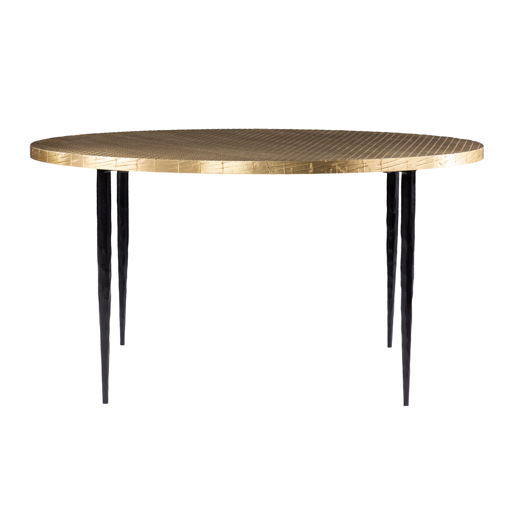Judmont Round Cocktail Table W Embossed Top Black Iron