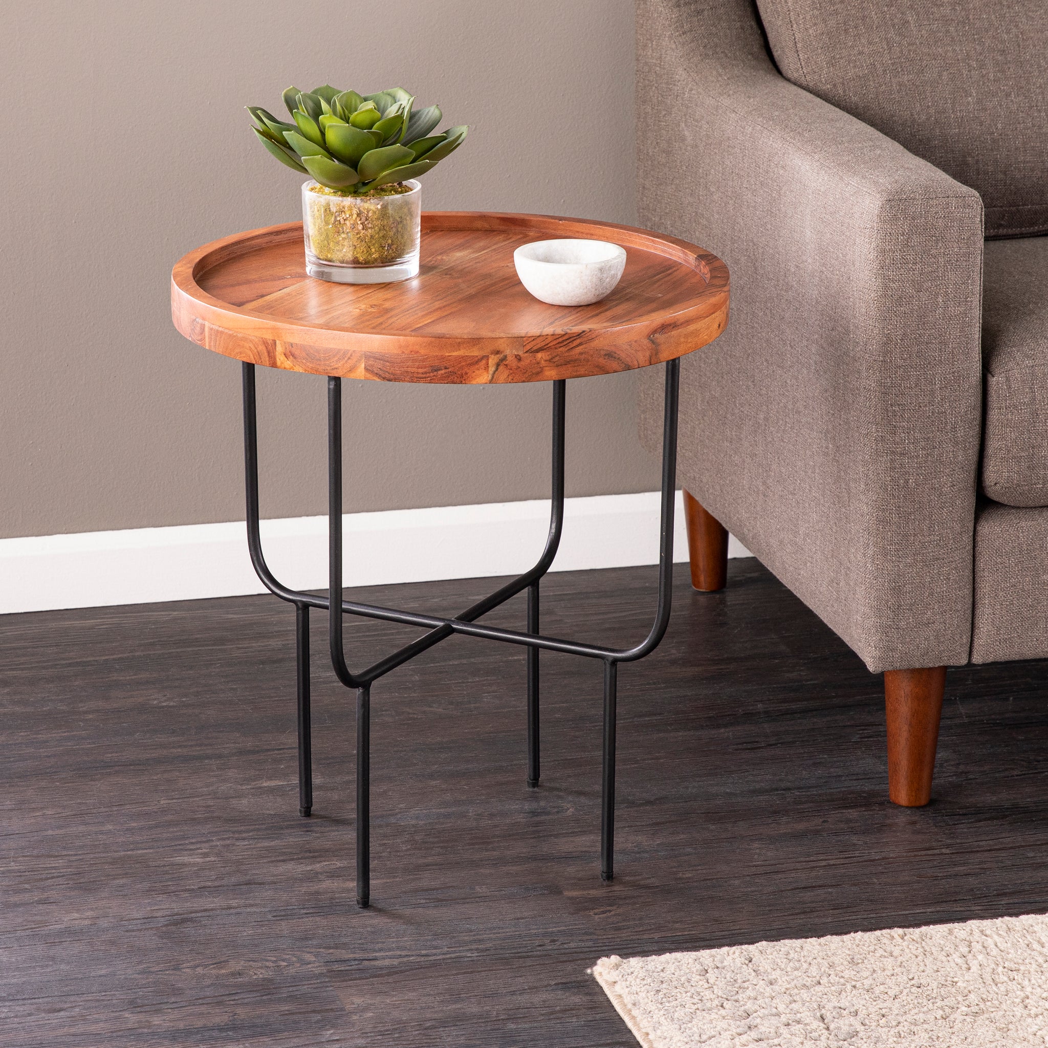 Marisdale Round End Table Natural Iron