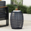 Metal End Table Large Navy Blue Iron