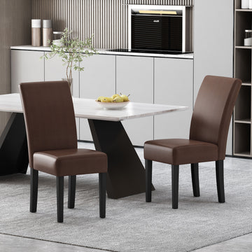 Dining Chair Mp2 Set Of 2 Dark Brown Pu