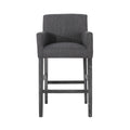 Set Of 2 Upholstered 30.5 Inch Counter Stools Charcoal Gray Charcoal Set Of 2 Fabric