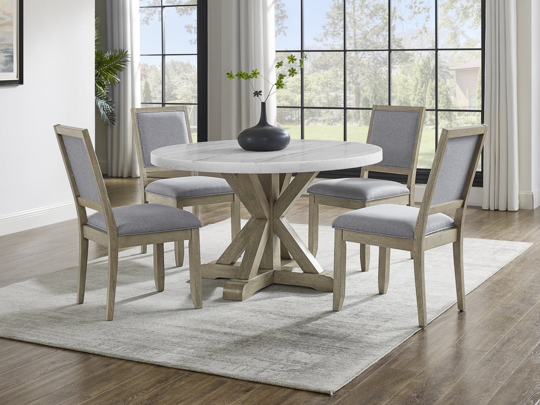 Carena 5 Piece Dining Set Round Table And 4 Chairs Dark Gray Dark Gray Wood