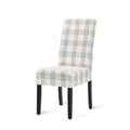 Dining Chair Grey Plaid Fabric