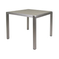 Outdoor Dining Table Anodized Aluminum Tempered Glass Table Top Square Silver And Gray 35