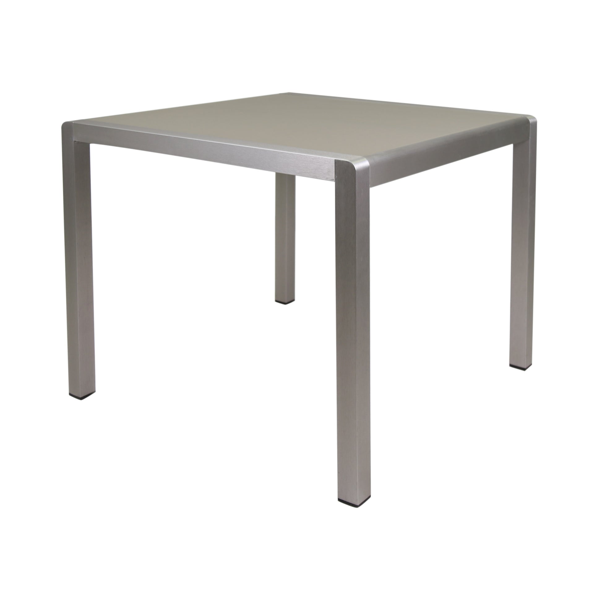 Outdoor Dining Table Anodized Aluminum Tempered Glass Table Top Square Silver And Gray 35" Silver Aluminium