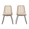 Deja Chair,2Pcs With 2 Cushions Light Brown Rattan