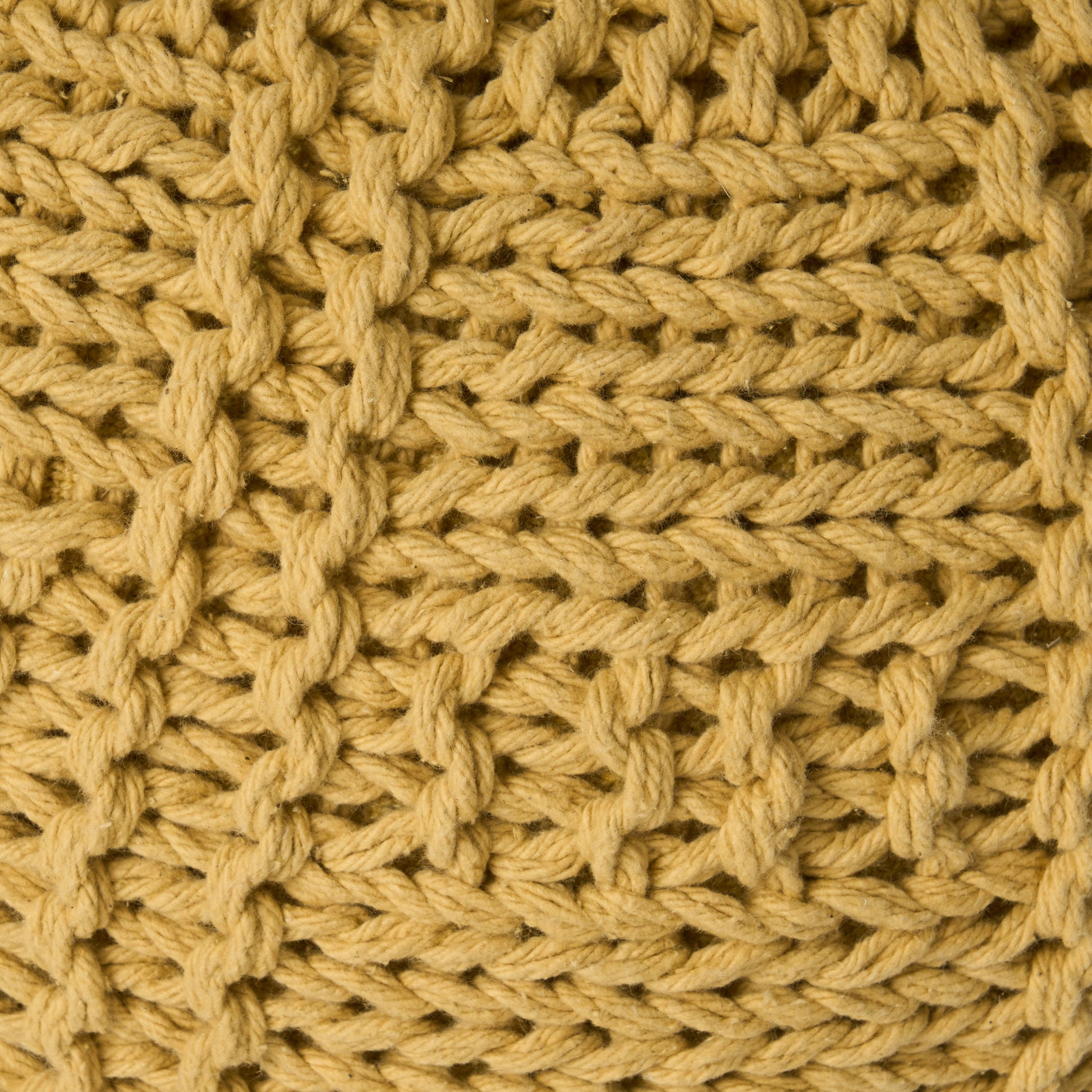 Yuny Knitted Cotton 20 X 20 Round Pouf Yellow Cotton
