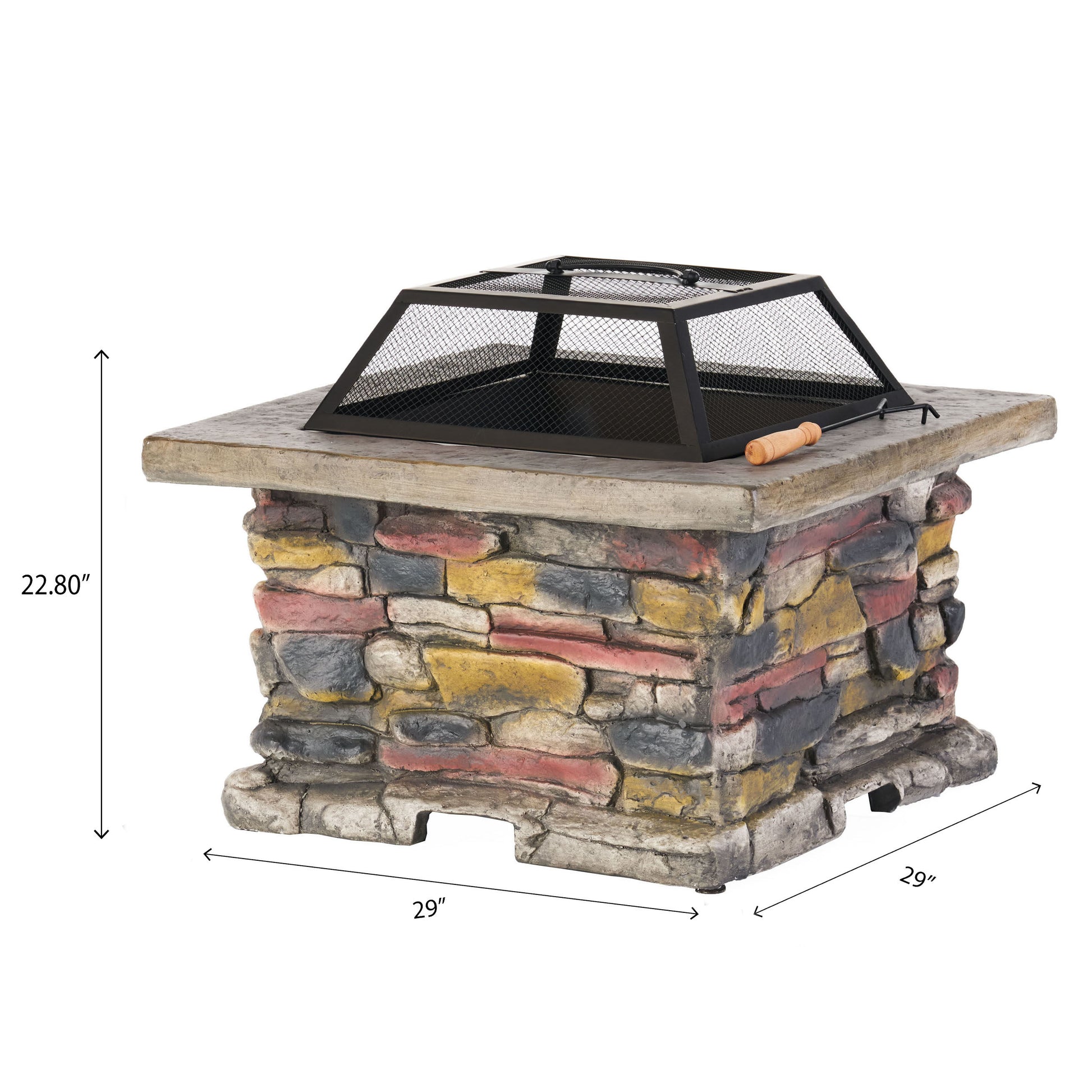 28" Concrete Wood Burning Outdoor Fire Pit Table With Lid Natural Gray Natural Grey Magnesium Oxide