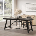 Homeros Solid Wood Top Metal Base Dining Table Black Acacia Wood