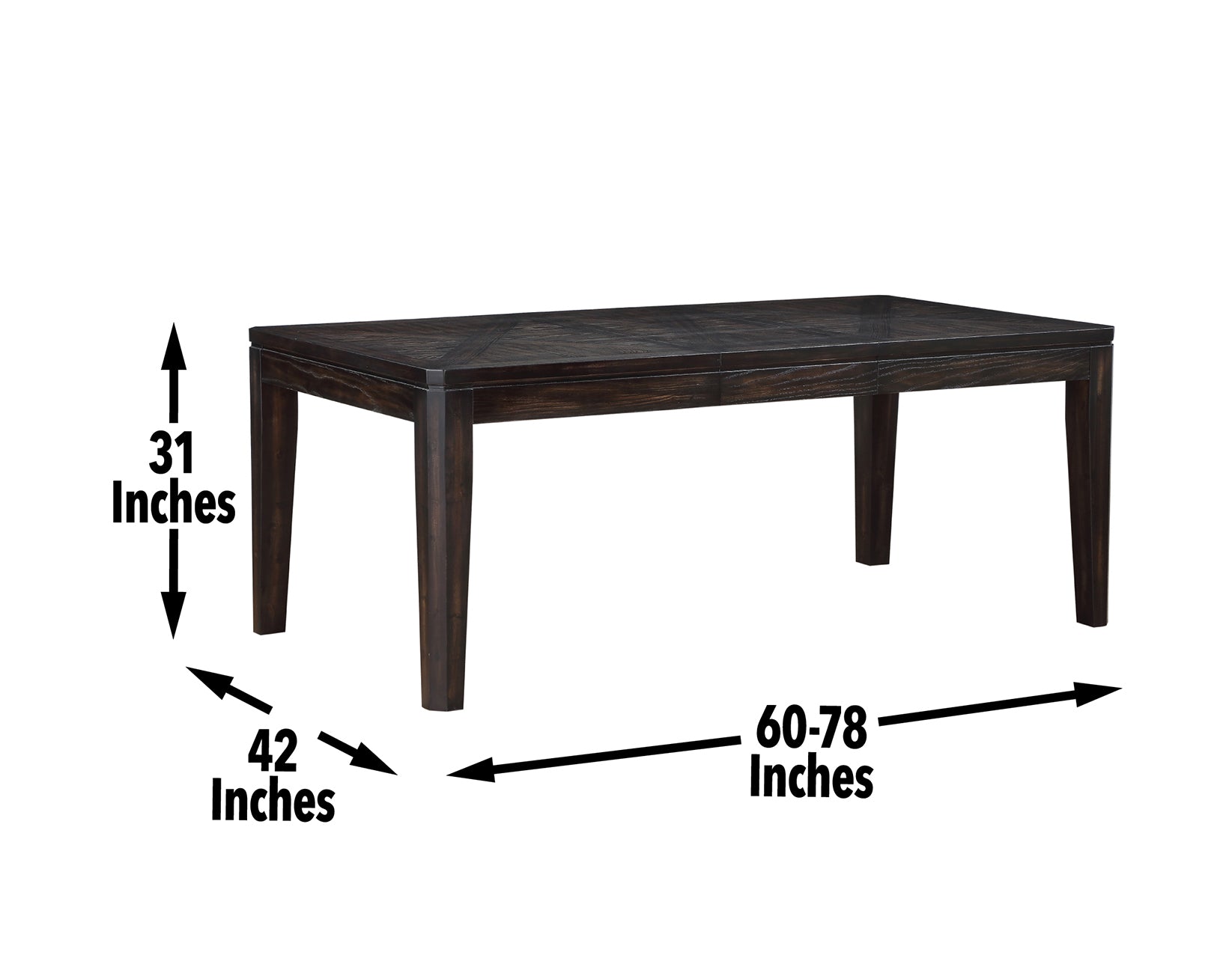 Ally Dining Table Antique Charcoal Dark Brown Wood