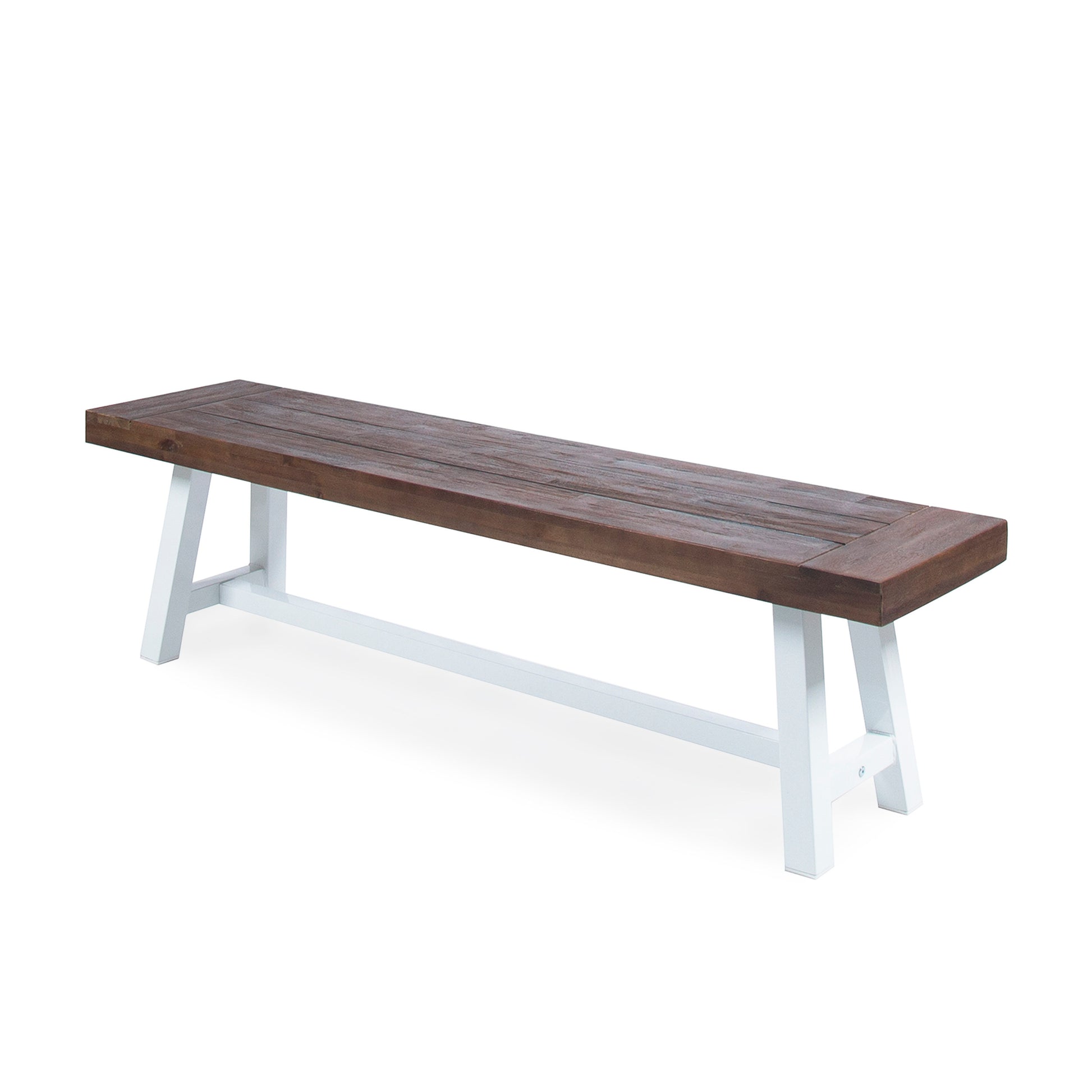 Outdoor Carlisle Benches, Sandblasted Dark Brown White Set Of 2 Brown White Acacia Wood