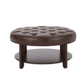 Round Ottoman Dark Brown Pu