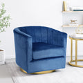 Swivel Arm Chair Blue Velvet
