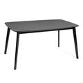 Dining Table Black Solid Wood Mdf