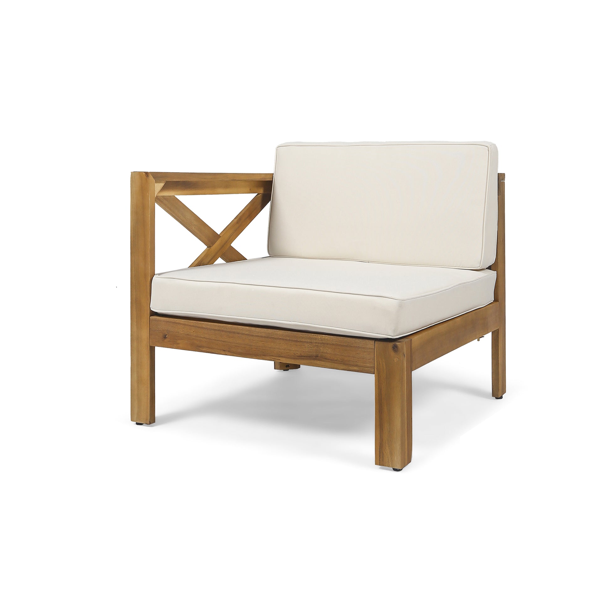Alcove Lshape Sofa Set, Beige Beige Seats 4 Acacia Wood