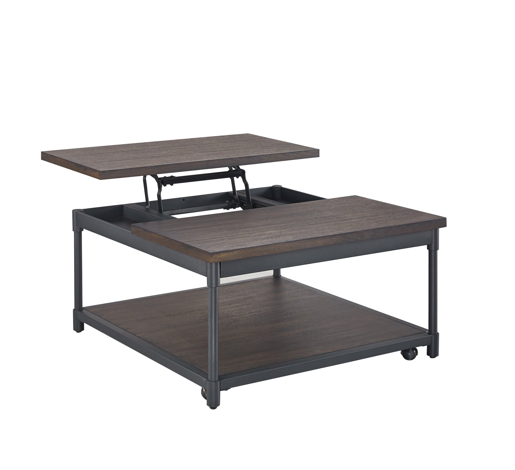 Prescott Lift Top Square Cocktail Table Brown Brown Iron