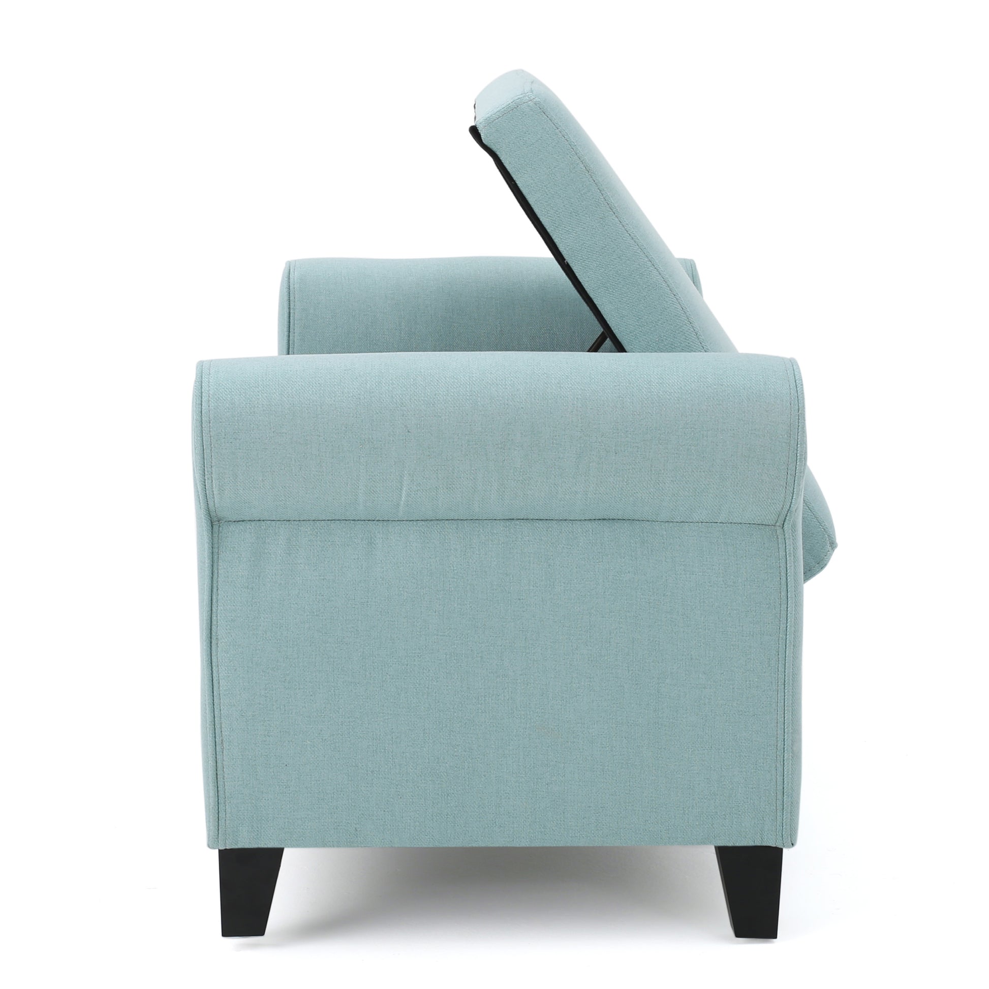 Hayes Armed Storage Bench Light Blue Fabric