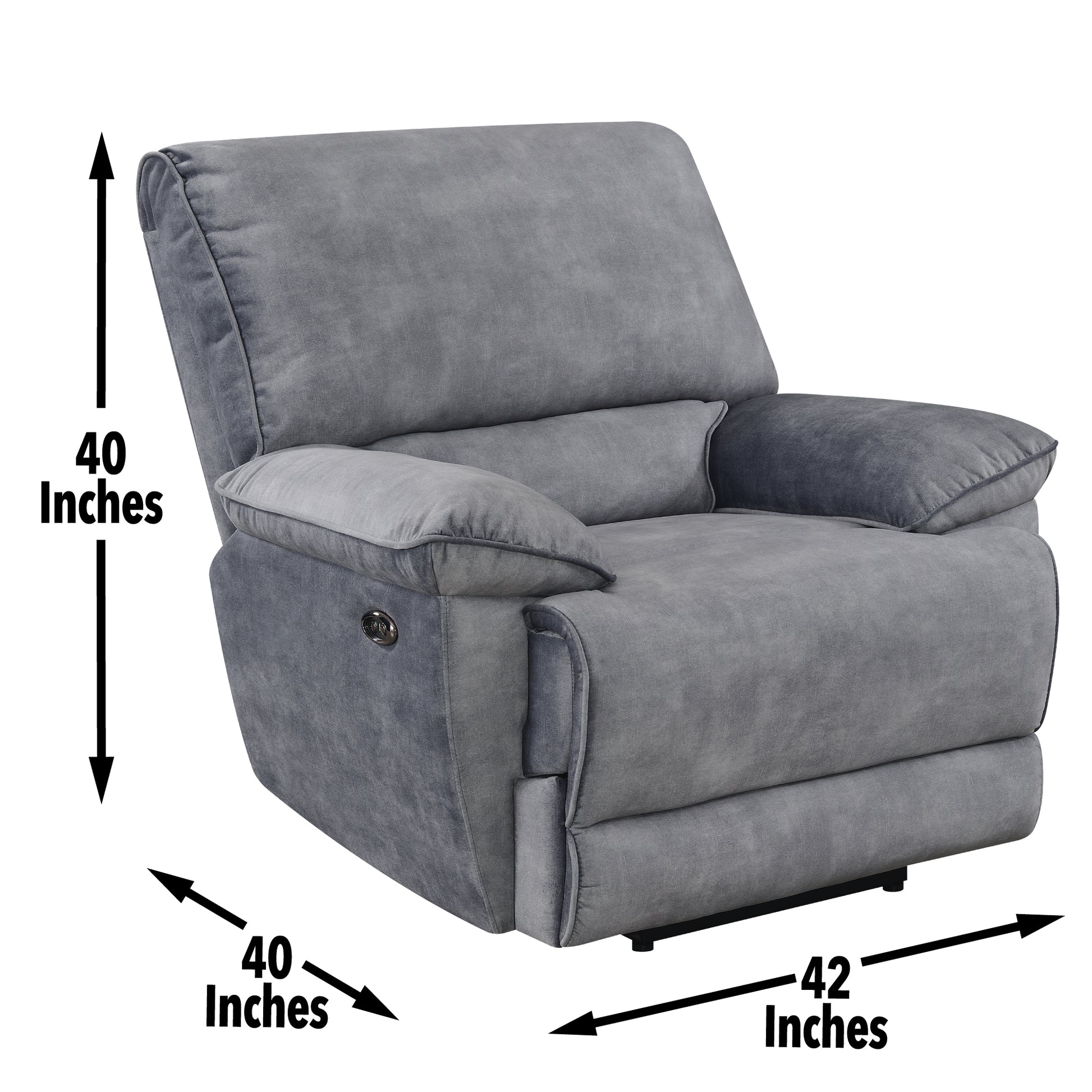 Simone Power Recliner Gray Gray Fabric