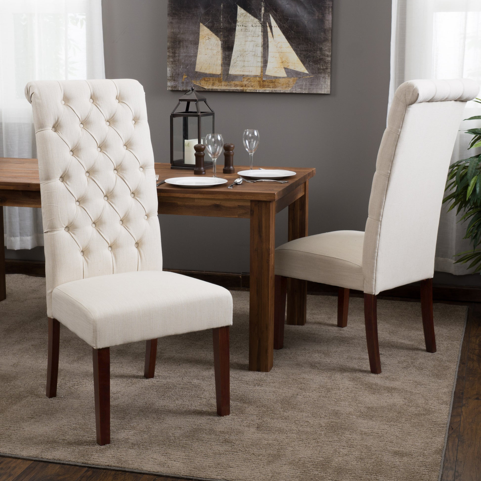 George Hi Back Kd Dining Chair Set Of 2 Natural Pu