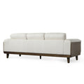 3 Seater Sofa Beige Wood 3 Seat