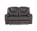 Katrine Charcoal Pu Manual Loveseat Black Black Faux Leather 2 Seat