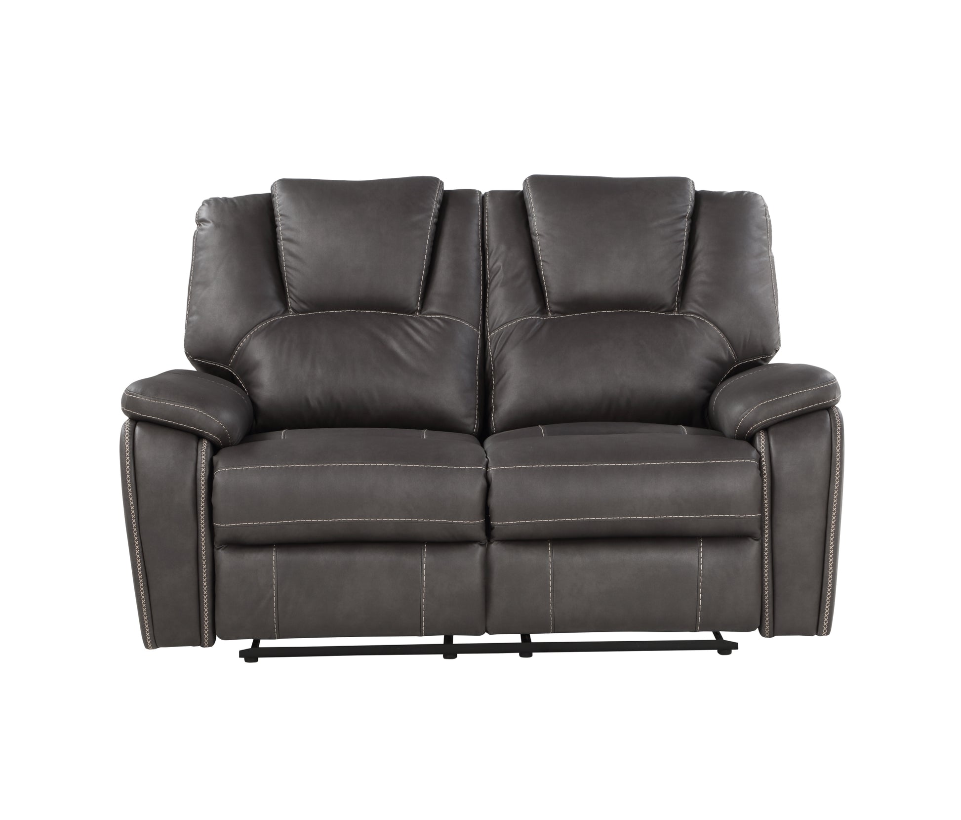 Katrine Charcoal Pu Manual Loveseat Black Black Faux Leather 2 Seat