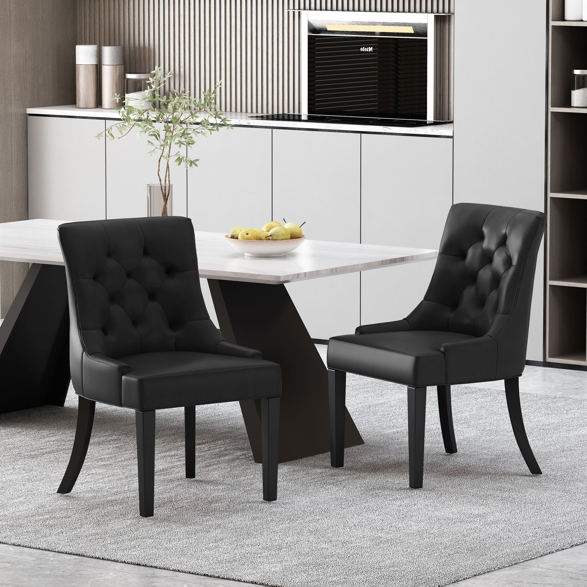 Cheney Dining Chair Kd Mp2 Set Of 2 Black Pu