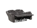 Katrine Charcoal Pu Manual Loveseat Black Black Faux Leather 2 Seat