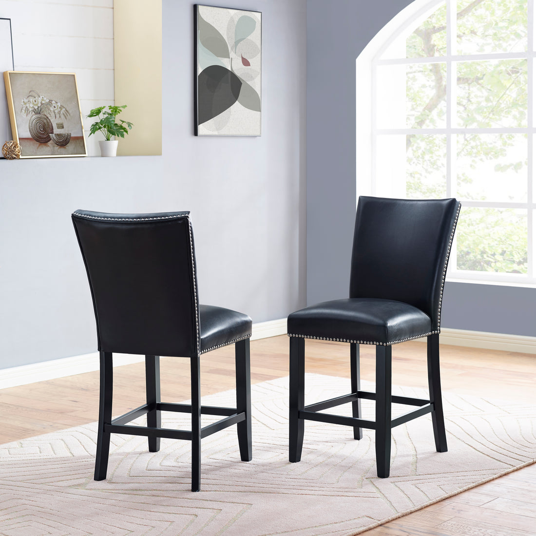 Camila Counter Chair Set Of 2 Black Black Wood