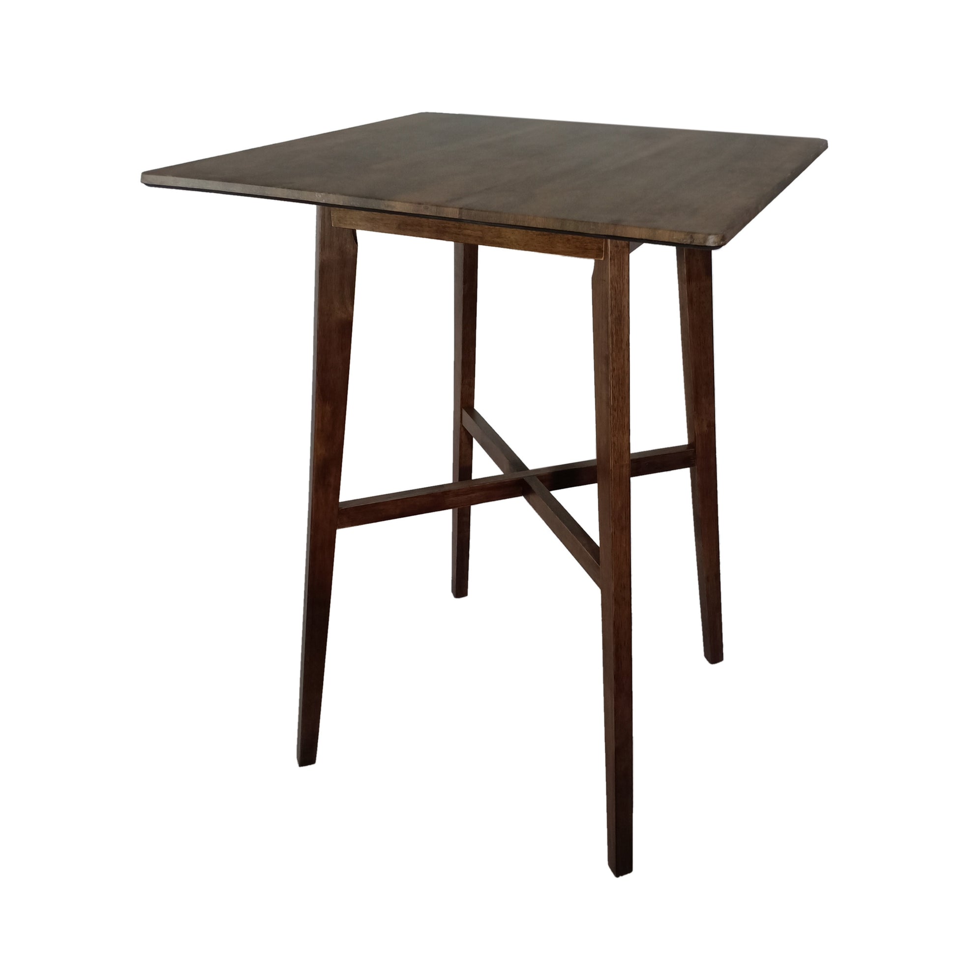 Modern Bar Height 42" Dining Table, Rubberwood Legs And Laminate Table Top, Walnut Finish, Black Walnut Mdf