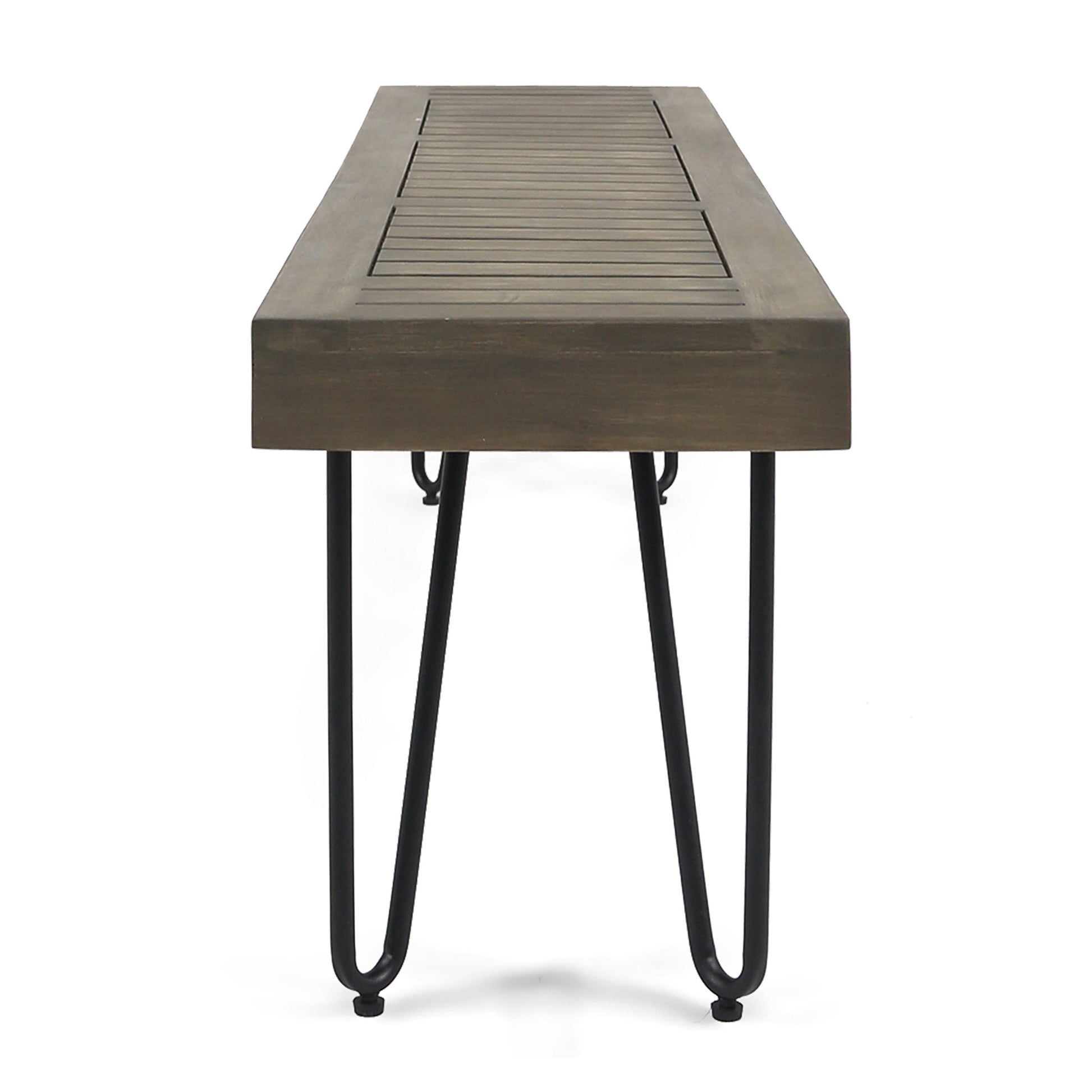 Jane Industrial Wood And Metal Bench Grey Metal & Wood
