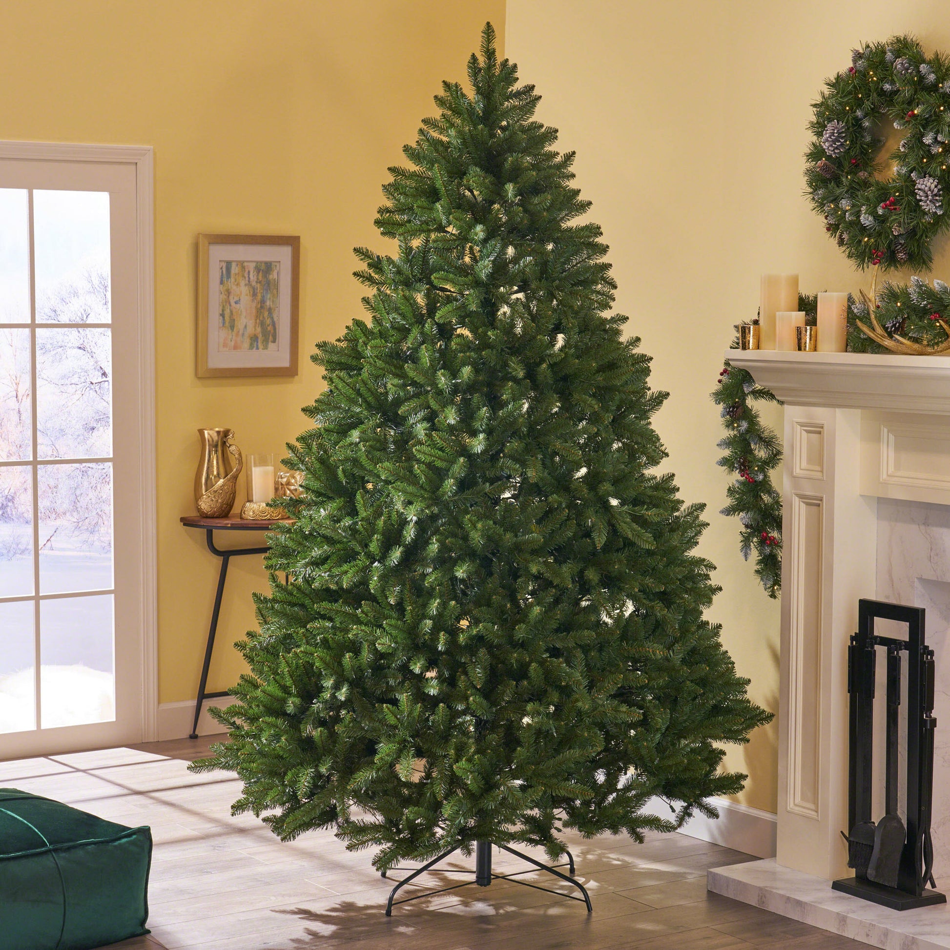 9'Norway Hinged Tree With 3655 Tips,Dia:72 Green Pvc