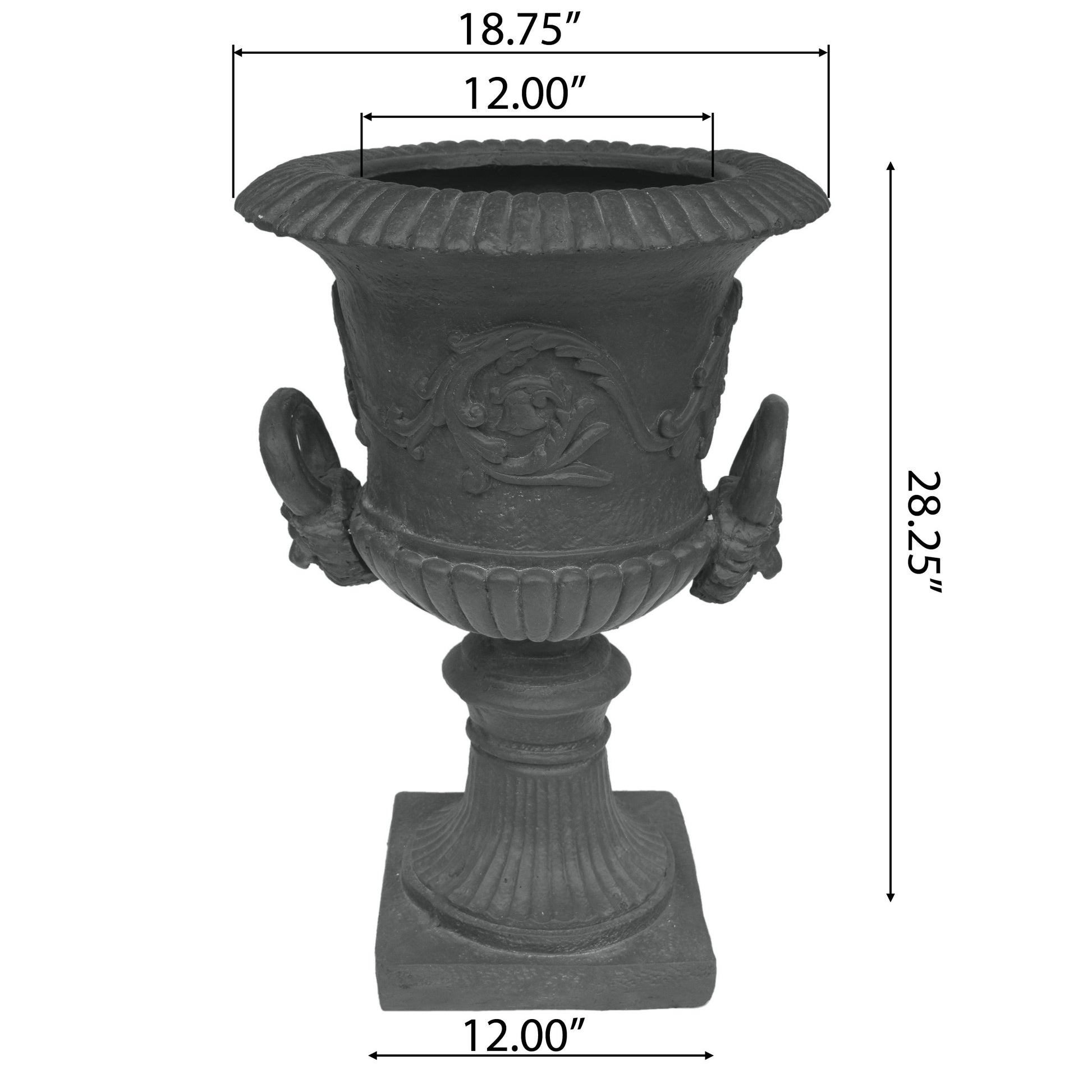 Mgo Garden Urn Planter Antique Gray Magnesium Oxide