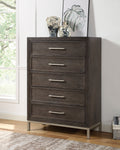 Broomfield 5 Drawer Chest Brown Brown Wood