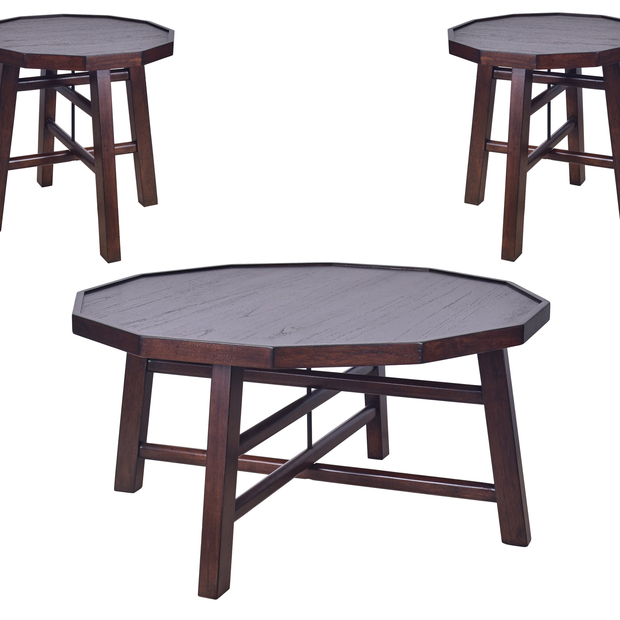 Paisley 3 Piece Occasional Table Set Brown Brown Wood