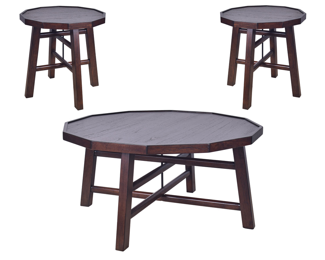 Paisley 3 Piece Occasional Table Set Brown Brown Wood