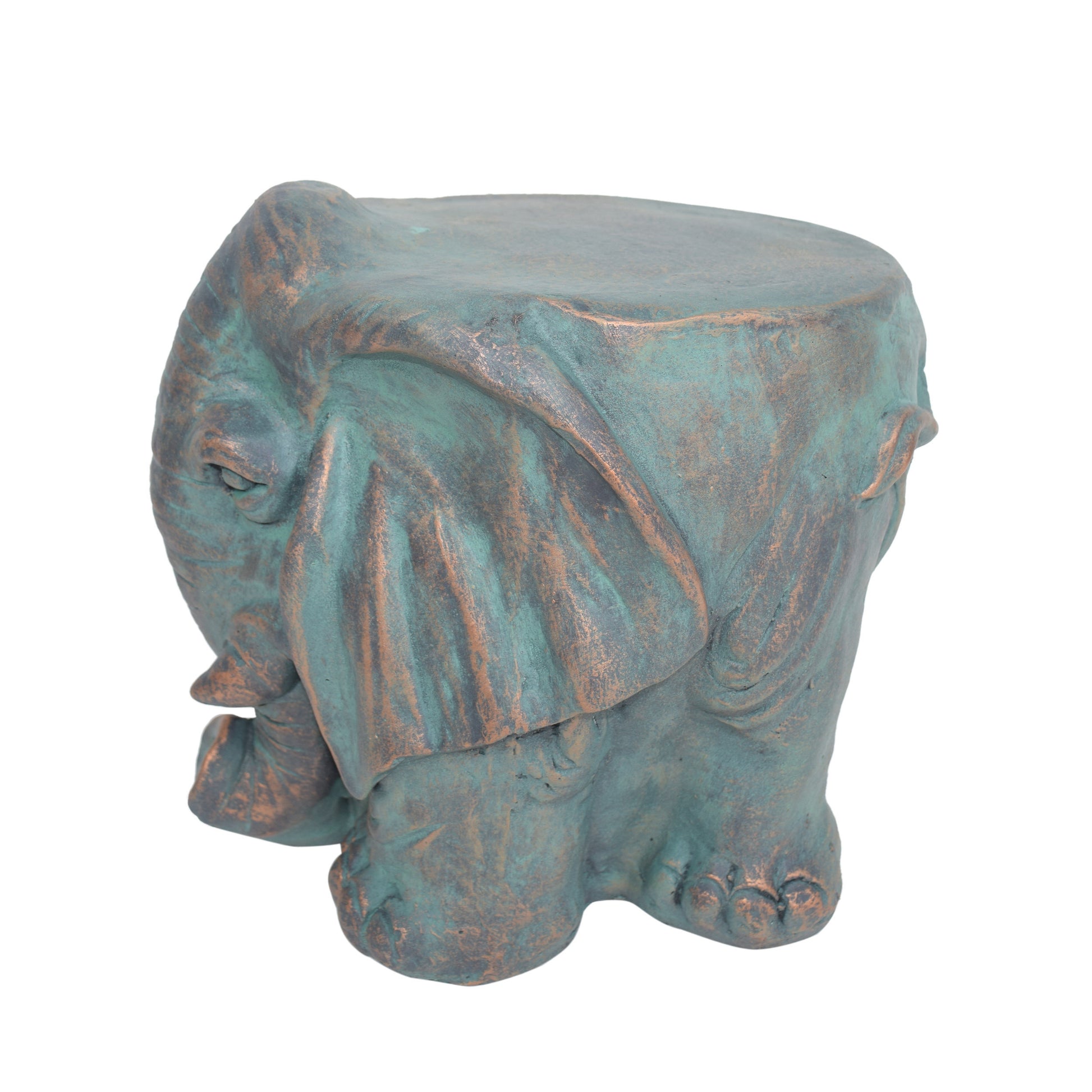 Elephant Garden Stool, Copper Patina Lots Of Scene Pictures Bronze Magnesium Oxide