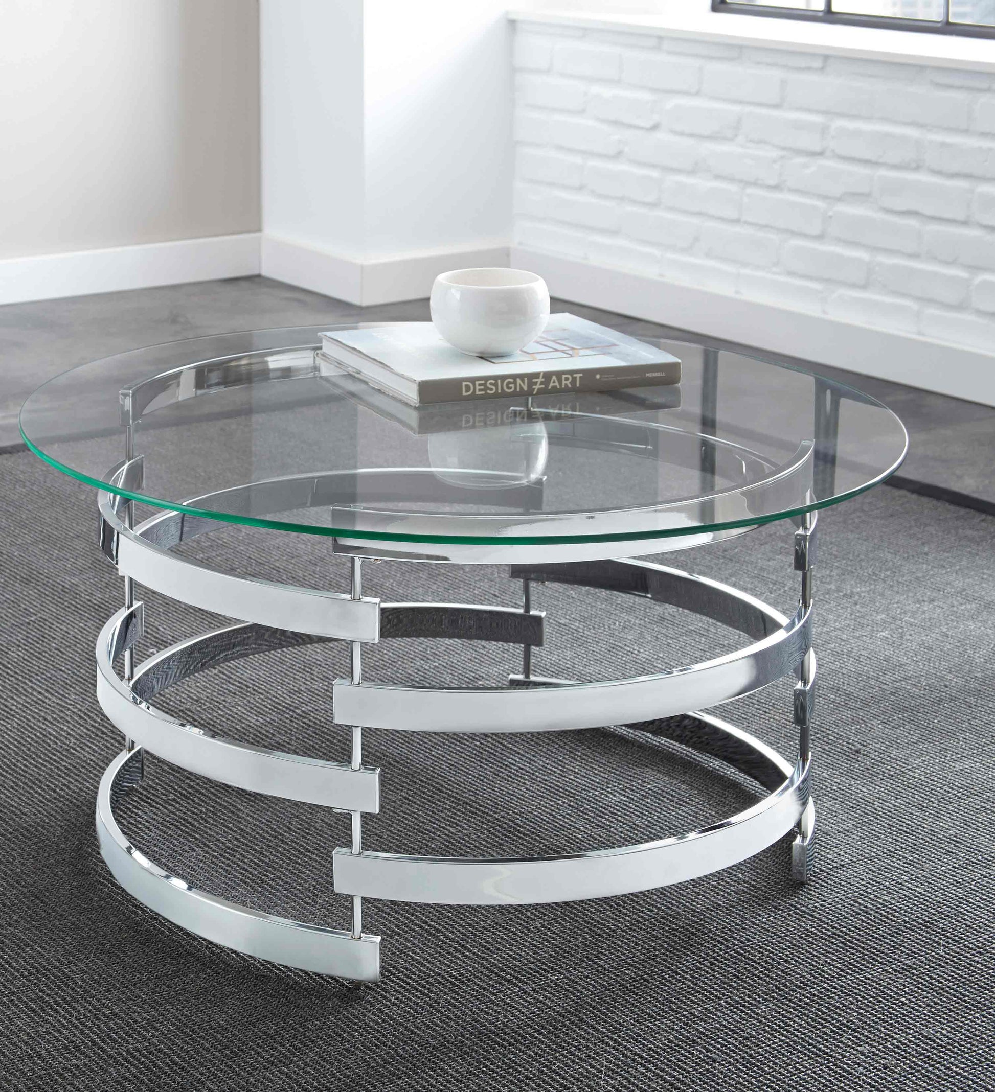 Tayside Coffee Table Gray Chrome Iron