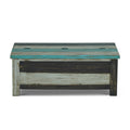 Mango Wood Handmade Distressed Storage Coffee Table Multicolor Metal & Wood