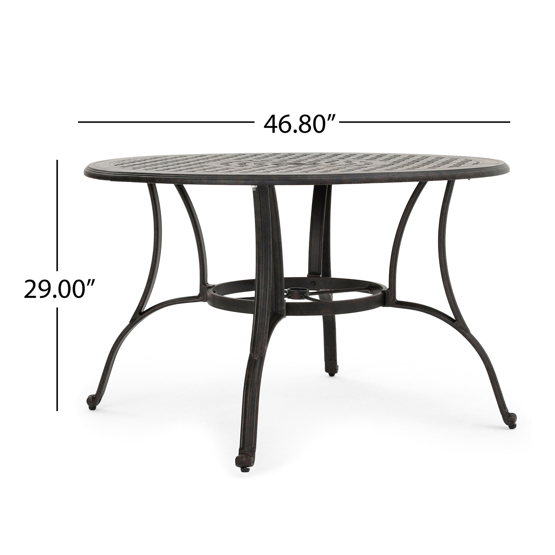 Outdoor Cast Aluminum Circular Dining Table, Bronze Bronze Aluminium