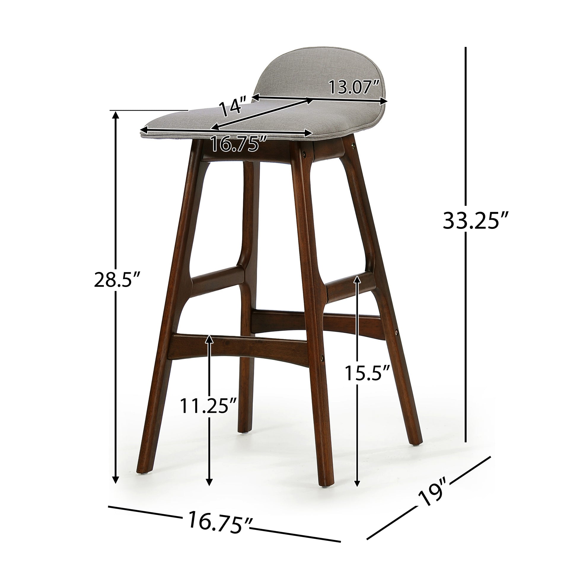 Bar Chair Light Gray Fabric