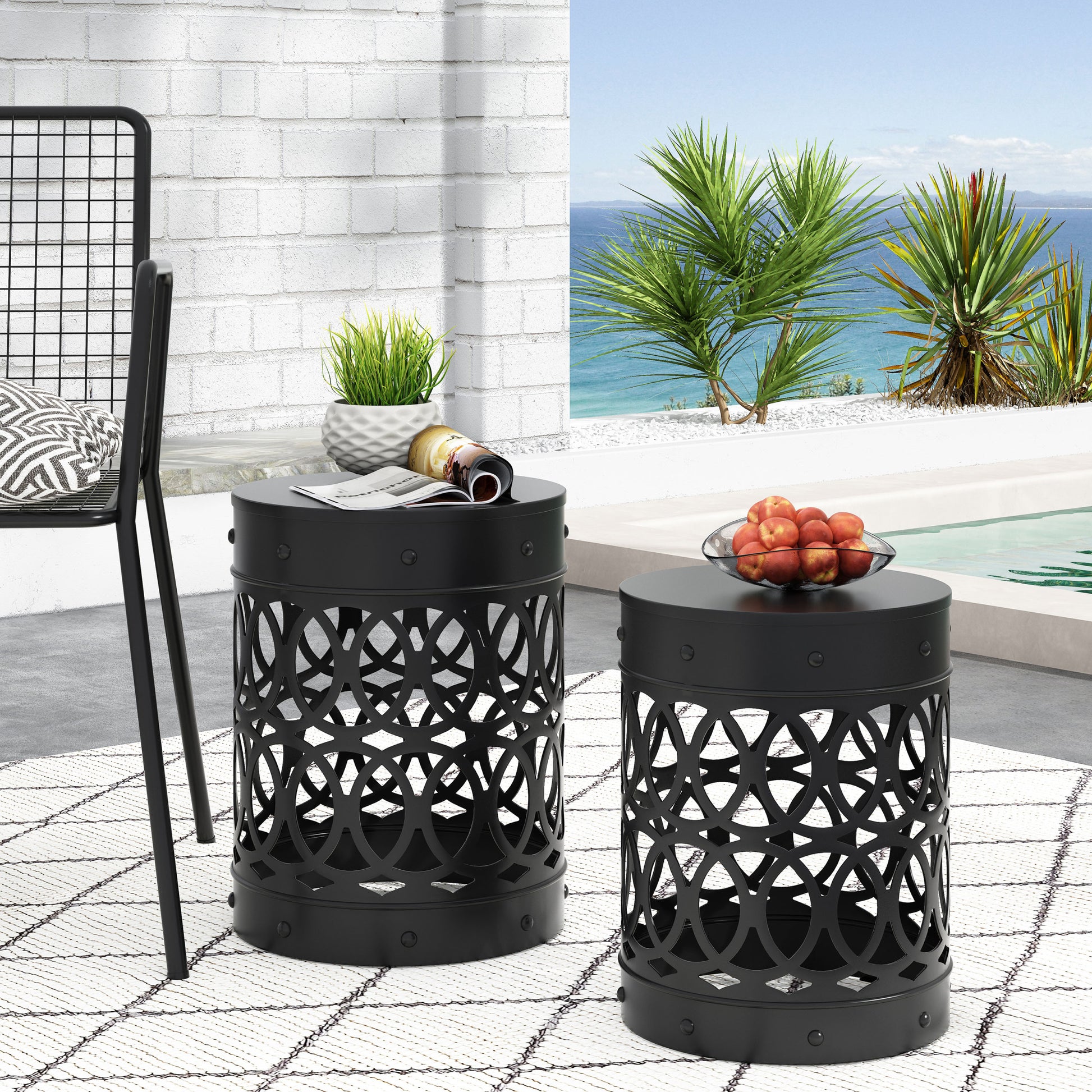 Metal S 2 End Table Black Iron