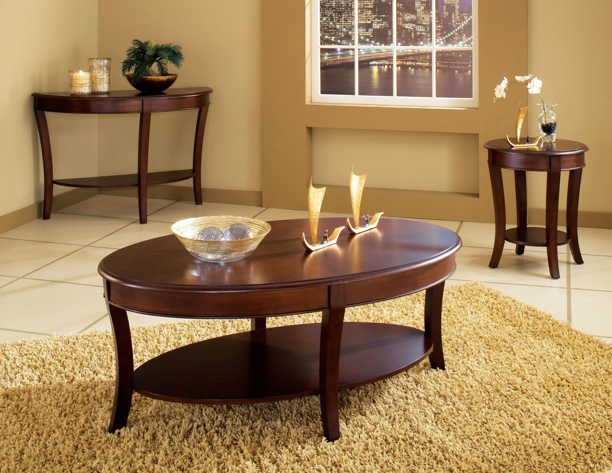 Troy End Table 20" Round Brown Brown Wood