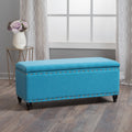 Storage Ottoman Teal Fabric