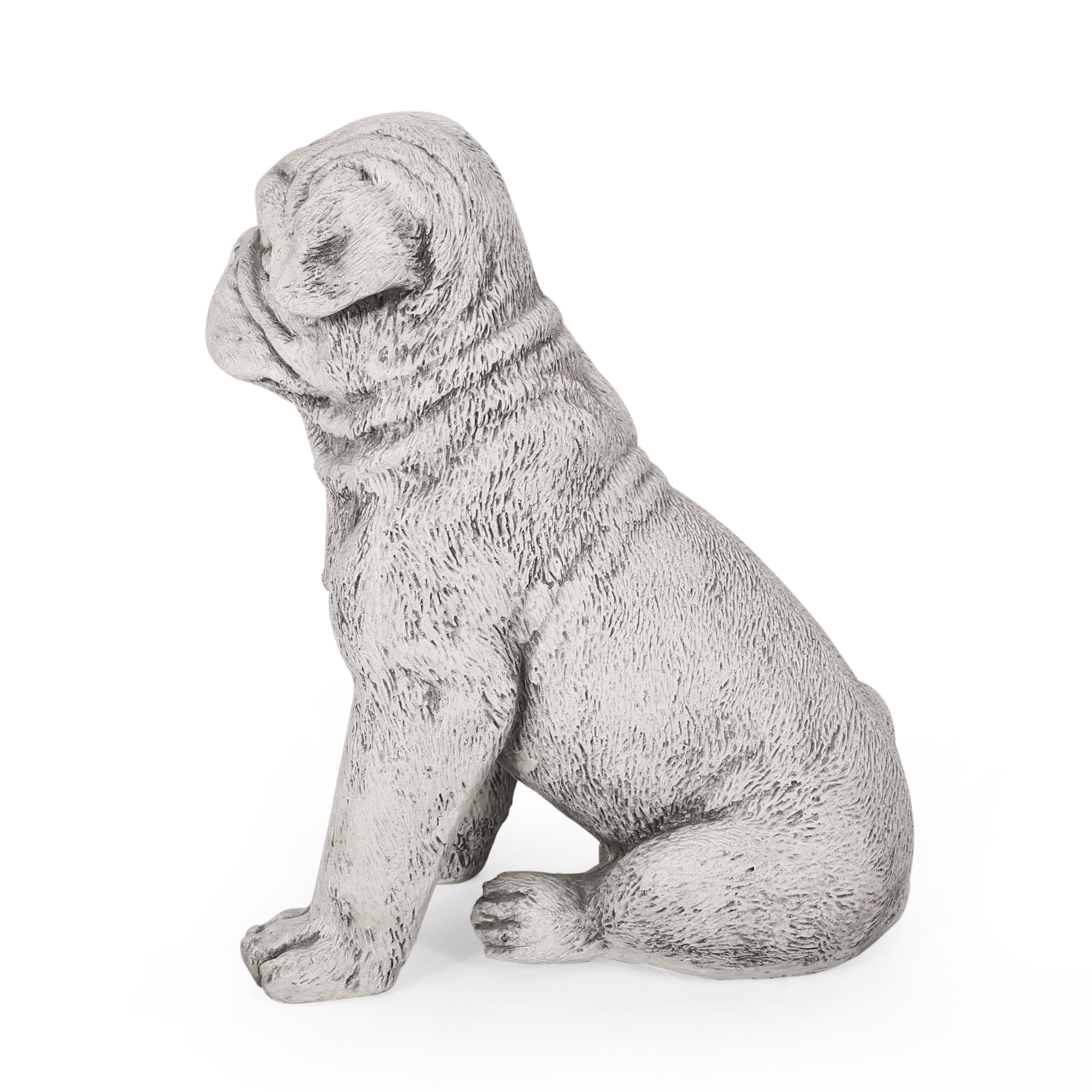 Dog Animals Weather Resistant Concrete Garden Statue Antique White Magnesium Oxide