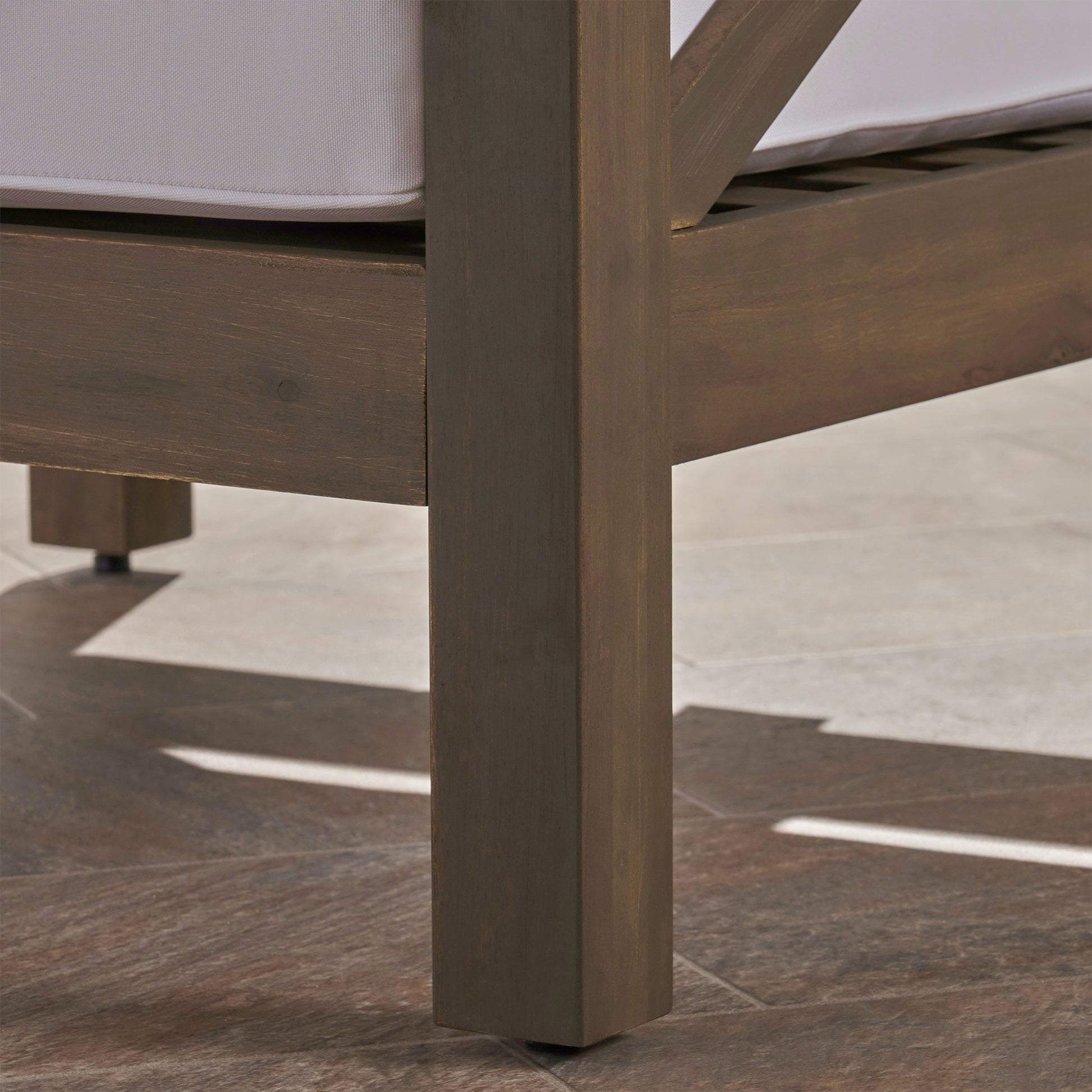 Brava Club Chair Grey White Wood Waterproof Fabric