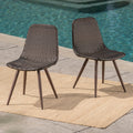 Gila Dining Chair With Powder Coated Legs,Set Of 2 Brown Multi Rattan