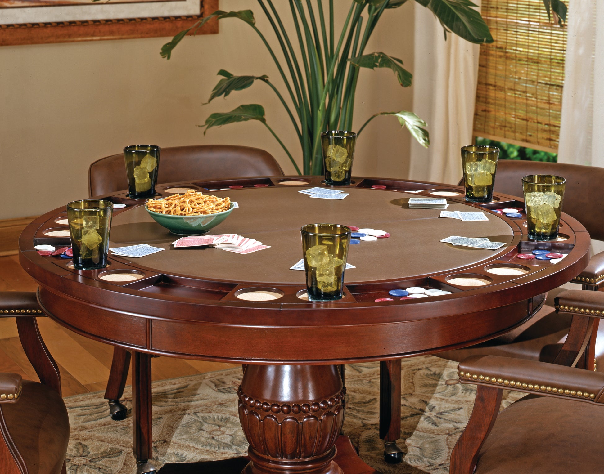 Tournament Dining And Game Table Dark Brown 39 Inches Or Less Wood